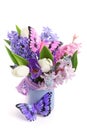 Bouquet spring flowers with decorative butterfly