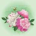 A bouquet of spring peonies for greeting card