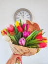 Bouquet of spring tulips flowers Royalty Free Stock Photo