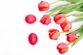 Bouquet of spring tulips for holiday. Easter symbols concept Royalty Free Stock Photo