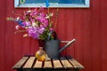 bouquet of summerflowers stillife on a outdoor table Royalty Free Stock Photo