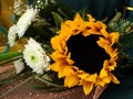 Bouquet with sunflower and white flowers