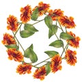 Bouquet sunflowers border pattern