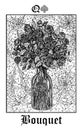 Bouquet. Tarot card from vector Lenormand Gothic Mysteries oracle deck Royalty Free Stock Photo