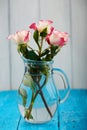 Bouquet of three white and pink roses Royalty Free Stock Photo