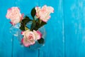 Bouquet of three white and pink roses Royalty Free Stock Photo
