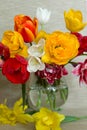 Bouquet of tulips and daffodils.