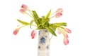 Bouquet tulips in Dutch vase Royalty Free Stock Photo