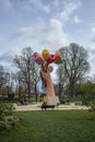 Bouquet of Tulips by Jeff Koons, the metal sculpture honoring the victims of November 2015 Paris attacks Royalty Free Stock Photo