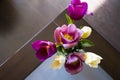 Bouquet of tulips in a vase composition elegance room arrangement