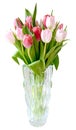 Bouquet tulips vase isolated Royalty Free Stock Photo