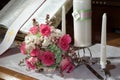 Bouquet with Unity Candle and Bible Royalty Free Stock Photo