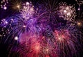 Bouquet of various and colorful fireworks display Royalty Free Stock Photo