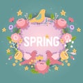 Bouquet vector beautiful floral backdrop with blossom spring flowers illustration flowering wallpaper flowery springtime