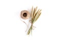 Bouquet of wheat spikelets and twine