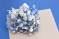 Bouquet of white-blue gypsophila flowers.