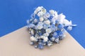 Bouquet of white-blue gypsophila flowers.