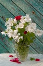 Bouquet of white flowers and red roses Royalty Free Stock Photo