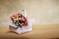 Bouquet in White Paper Basket Royalty Free Stock Photo
