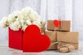 Valentine`s day, wedding, declaration of love. Space for text, front view, copy space. Royalty Free Stock Photo