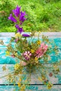 Bouquet of wild flowers outdoors Royalty Free Stock Photo