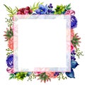 Bouquet wildflower flower frame in a watercolor style.