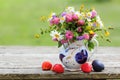 Bouquet of Wildflowers with Strawberries and Plum