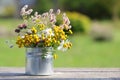Bouquet of Wildflowers in a Metal Can