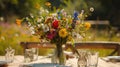Bouquet of wildflowers on a summer table