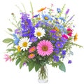 Bouquet of wildflowers in a vase. Generative AI. transparent PNG Royalty Free Stock Photo