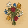 bouquet of wilted flowers pop art raster