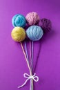 Bouquet of wool balls like air balloons Royalty Free Stock Photo