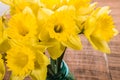 Bouquet of yellow daffodil flowers in a jar Royalty Free Stock Photo