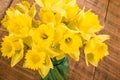 Bouquet of yellow daffodil flowers in a jar Royalty Free Stock Photo