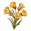 Yellow California Poppies Classic Tattoo Motifs In Terracotta Style