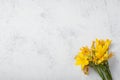 Bouquet of Yellow lilies on concrete white background Royalty Free Stock Photo