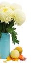 Bouquet of yellow mums in watering can Royalty Free Stock Photo