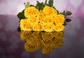 Bouquet of yellow roses on a black background. Valentine`s Day Royalty Free Stock Photo