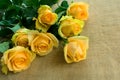 A bouquet of yellow roses on the table Royalty Free Stock Photo