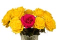 Bouquet of yellow roses in a vase isolated Royalty Free Stock Photo