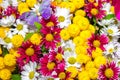 Bouquet of yellow roses and white flowers and purple butterfly