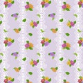 Bouquets of bright flowers on white vertical embroidery on a colored background. Royalty Free Stock Photo