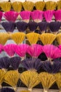 Bouquets of colorful incense sticks made by hand and dried in the sun Royalty Free Stock Photo