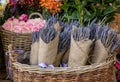 Bouquets of dried lavender in the flowers bar. Royalty Free Stock Photo
