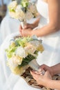 Bouquets in females hand Royalty Free Stock Photo