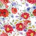 Bouquets meadow flowers , pattern seamless