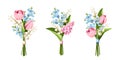 Bouquets of spring flowers. Set of vector illustrations Royalty Free Stock Photo