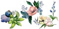 Bouquets with succulent floral botanical flowers. Watercolor background set. Isolated succulents illustration element.