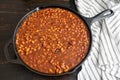 Bourbon Baked Beans in a Cast Iron Skillet Royalty Free Stock Photo