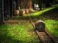 Bourbon barrels along the whiskey trail near lexington kentucky Royalty Free Stock Photo